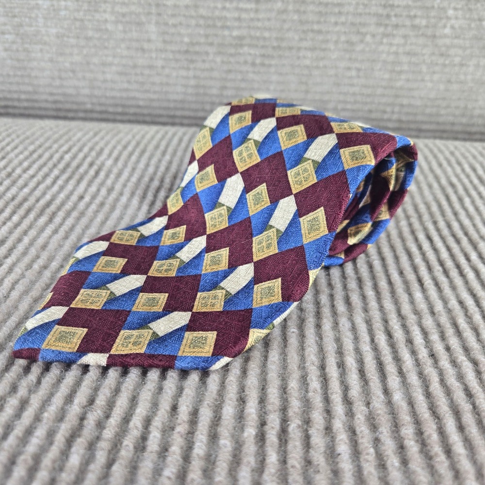 Jos. A. Bank Mens Multicolor Geometric Diamond Silk Handsewn Necktie